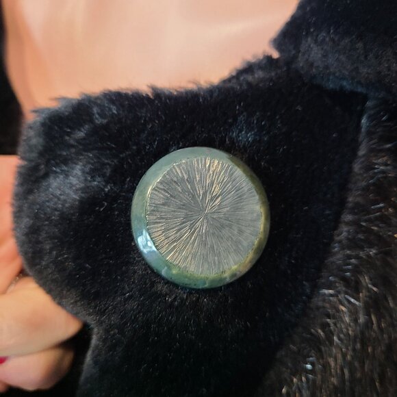 VINTAGE Coat Womens Black Genuine Fur Penney Lane 60s Size Medium - Picture 3 of 14